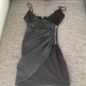 Black two tone leather dress
